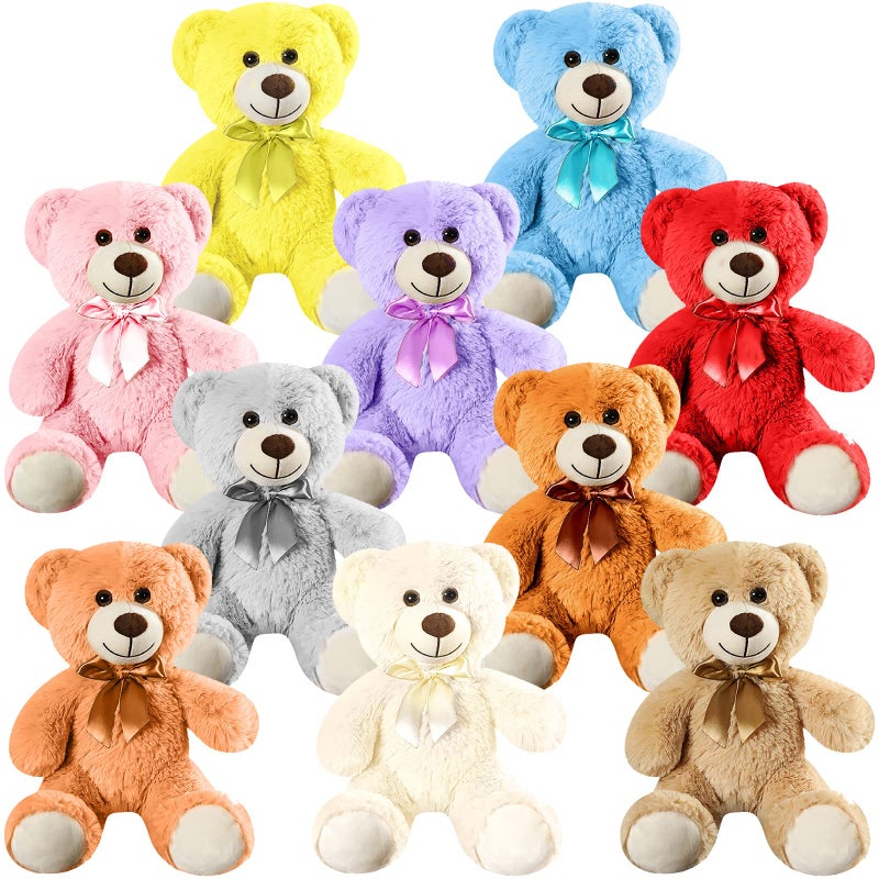 Skylety 10 Pcs Bears Bulk Stuffed Animal Plush Toys 1014 Inches Birthday Party FavorsCute Colors - Image 2