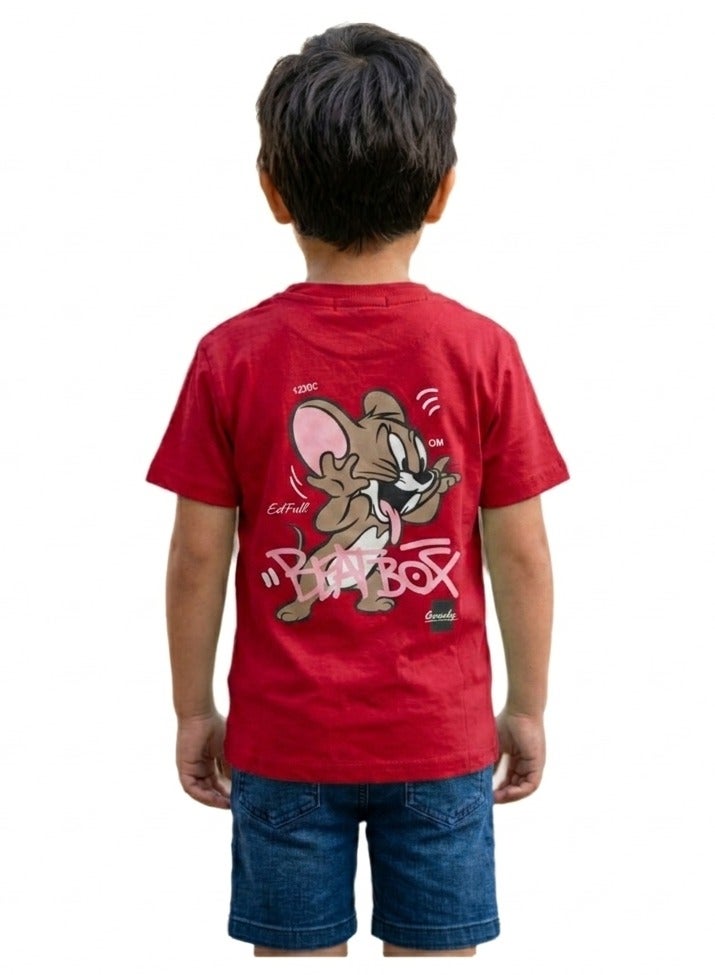 Boys Jerry Cartoon Graphic Printed Cotton T Shirt Soft Breathable Casual Short Sleeve Crew Neck Tee Comfortable Lightweight Everyday Wear Cartoon Graphic Top for Toddler and Little Boys - Image 4