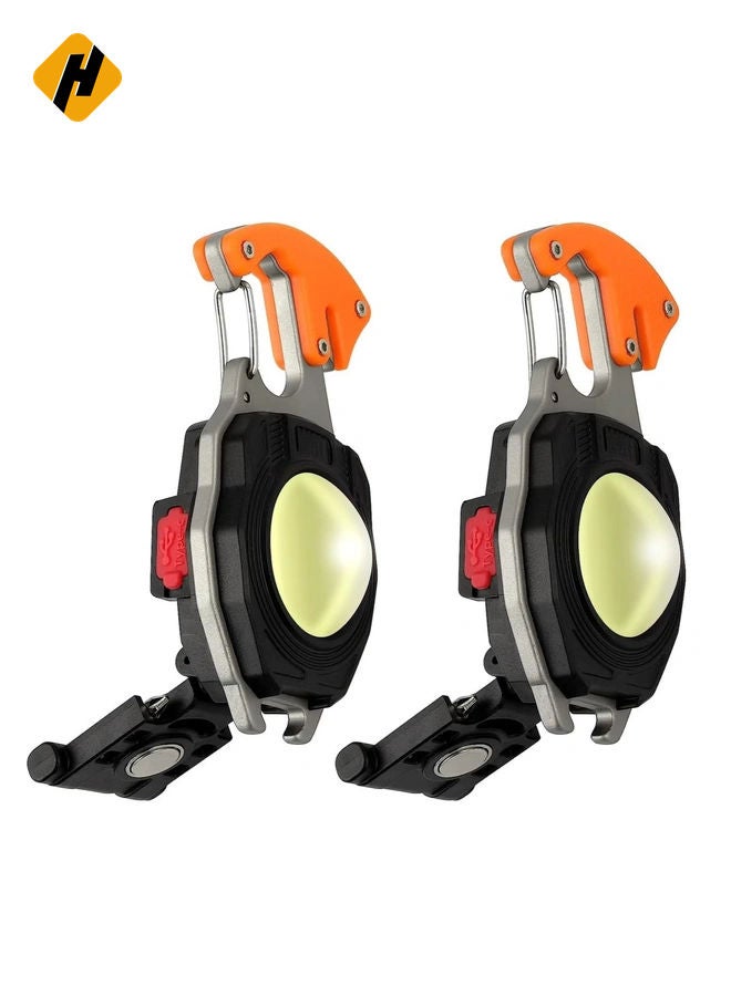 HuHa Mini Portable Work Light 800 Lumen Rechargeable Torch Keyring Inspection Lights with Bottle Opener, Magnetic Base, for Camping/Repairing/Emergency (2 Pieces)  - Image 1