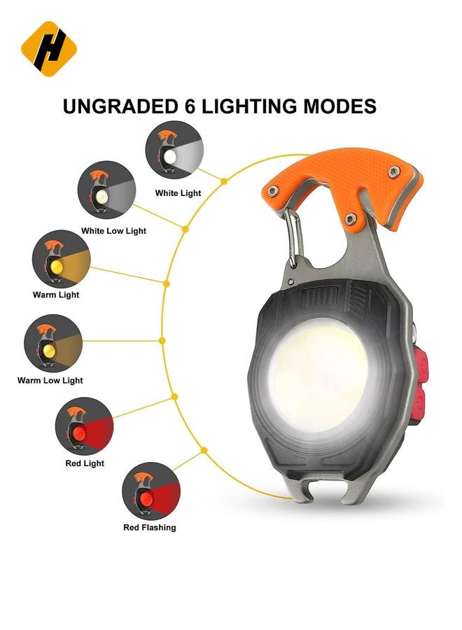 HuHa Mini Portable Work Light 800 Lumen Rechargeable Torch Keyring Inspection Lights with Bottle Opener, Magnetic Base, for Camping/Repairing/Emergency (2 Pieces)  - Image 3