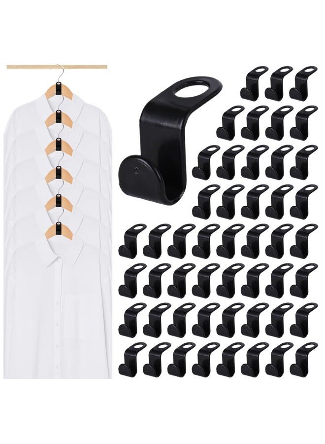 Mcpinky 50PCS Hanger Hooks, Clothes Connector Hooks Space Saving Cascading Hangers Black Closet Organizer Hanger Clips for Plastic Hangers - Image 1