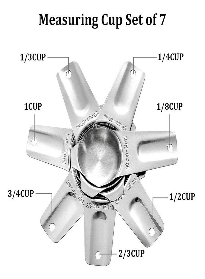 CozyKit Measuring Cups Stainless Steel 7 Piece Stackable Set for Dry or Liquid Ingredients Measurement - Kitchen Gadgets & Utensils Metal Measuring Cups Best for Cooking & Baking - Image 4