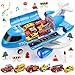 CUTE STONE Toy Airplane with Lights Sounds Friction Powered Plane Toy with Mini Cars for Kids Great Gift for Boys and Girls - Image 2