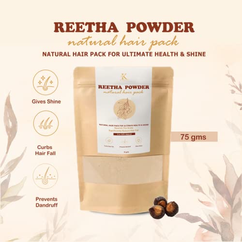 Kimayra Hair Care Powder Combo (Amla, Brahmi, Bhringraj, Shikakai, Reetha Powder - Natural Hair Combo Pack For Healthy Scalp, Control Dandruff & Hairfall |All Hair Type Pack of 5, 75g Each Total 375g) - Image 5