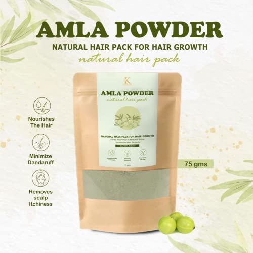 Kimayra Hair Care Powder Combo (Amla, Brahmi, Bhringraj, Shikakai, Reetha Powder - Natural Hair Combo Pack For Healthy Scalp, Control Dandruff & Hairfall |All Hair Type Pack of 5, 75g Each Total 375g) - Image 2