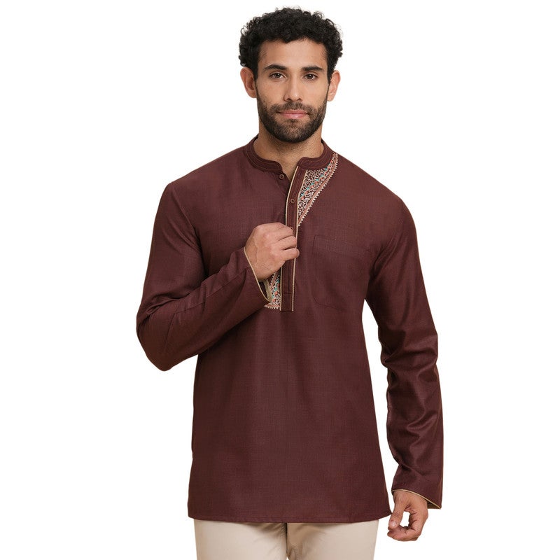 ARCHATTIRE كُرتا بني من البولي قطن للرجال - Image 1
