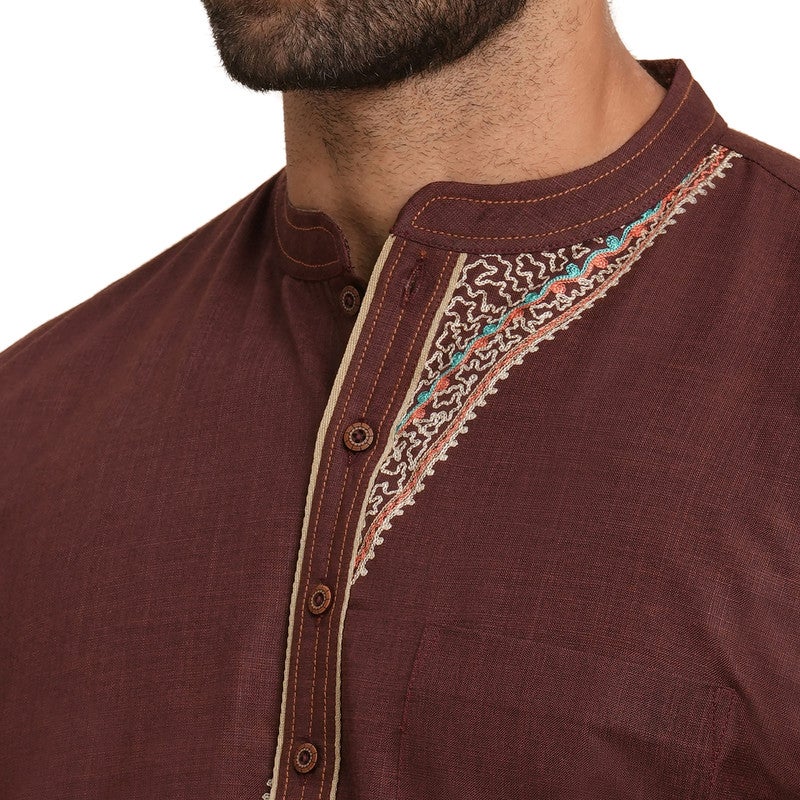 ARCHATTIRE كُرتا بني من البولي قطن للرجال - Image 3