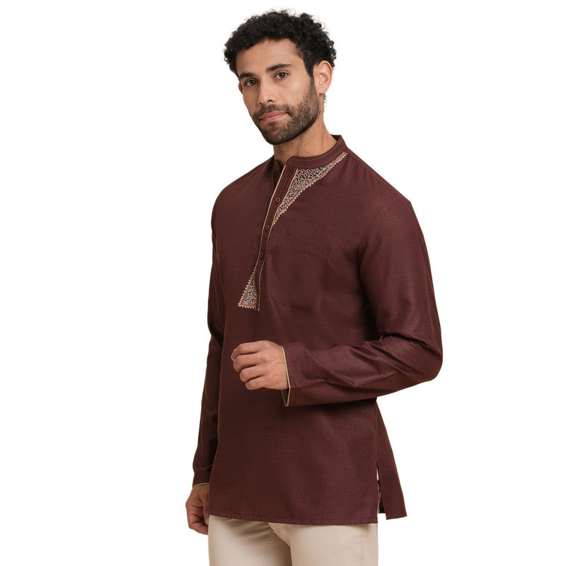 ARCHATTIRE كُرتا بني من البولي قطن للرجال - Image 4