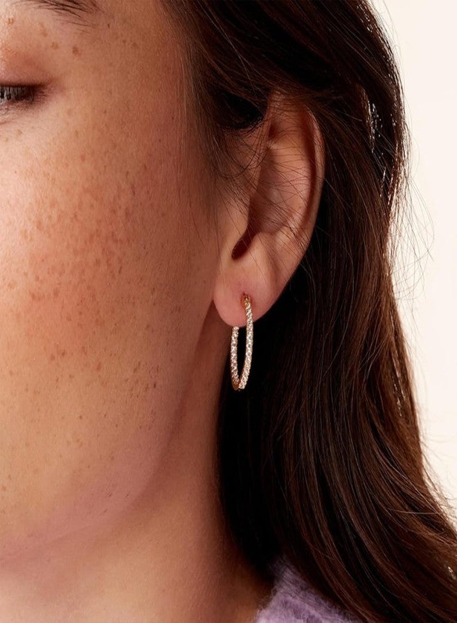 Aaishwarya 14K Gold Plated Zircon Hoop Earrings | Water-Resistant Anti-Tarnish Jewelry for Women and Girls | Lightweight Hoops | Minimal Statement Earrings | Gift for Her - Image 5