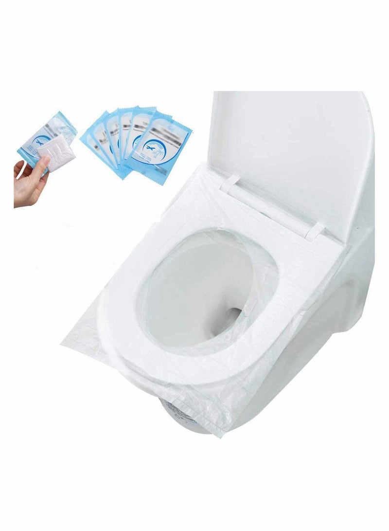 SYOSI Disposable Toilet Seat Covers Plastic Antibacterial Waterproof Portable Potty Cover for Kids Pregnant Travel Hospital Public Hotel Individually Wrapped Pocket Size 50 Pcs - Image 1