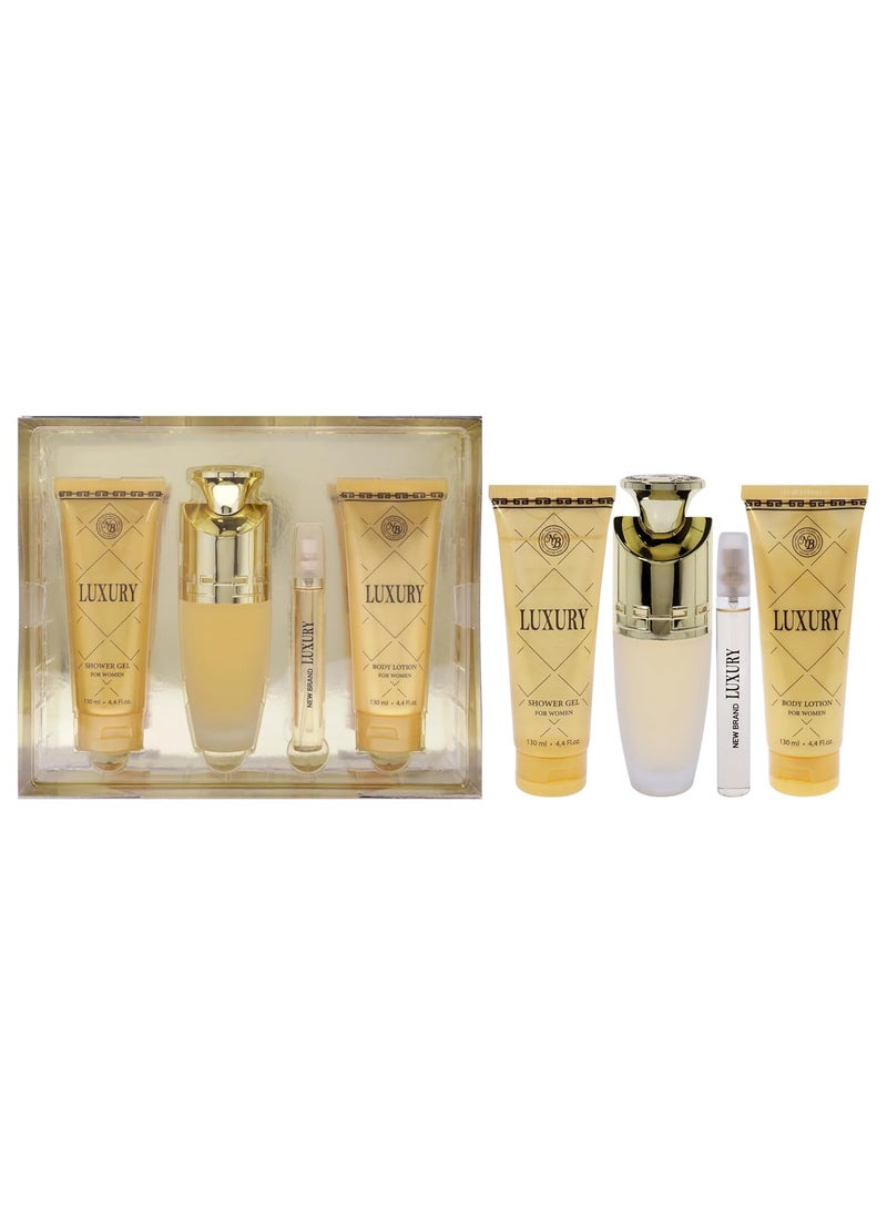 NEW BRAND New Brand Luxury for Women  4 Pc Gift Set 33oz EDP Spray 44oz Shower Gel 44oz Body Lotion 05oz EDP Spray 