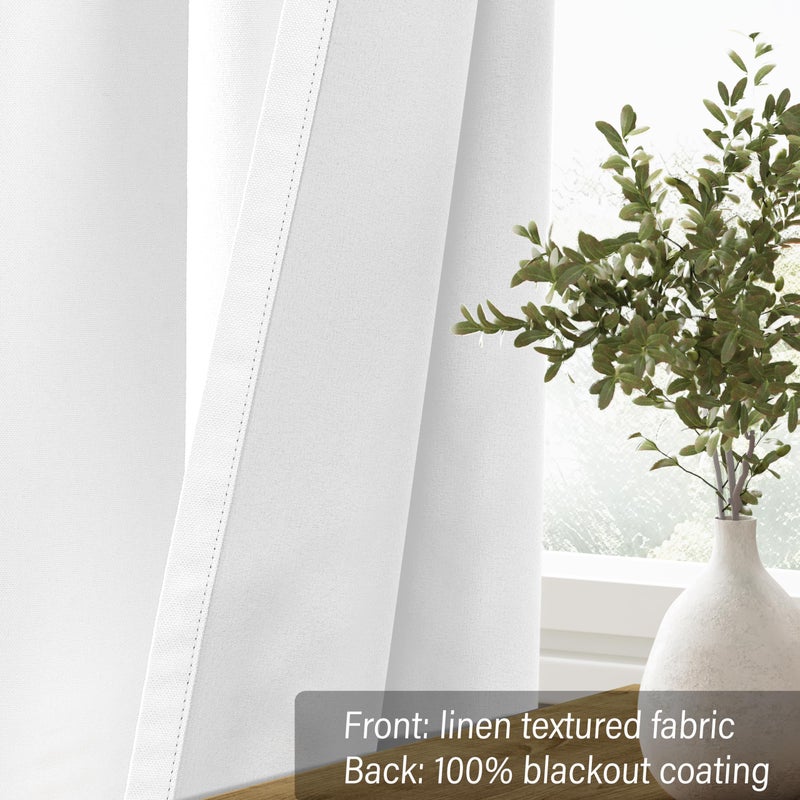 ChrisDowa White Linen Blackout Curtains 120 Inch Length 2 Panels Set Burg Extra Long 10 Ft Grommet Drapes Linen Textured Total Sun Blocking Curtains for Living Room Cottage High Window 52W x 120L - Image 4