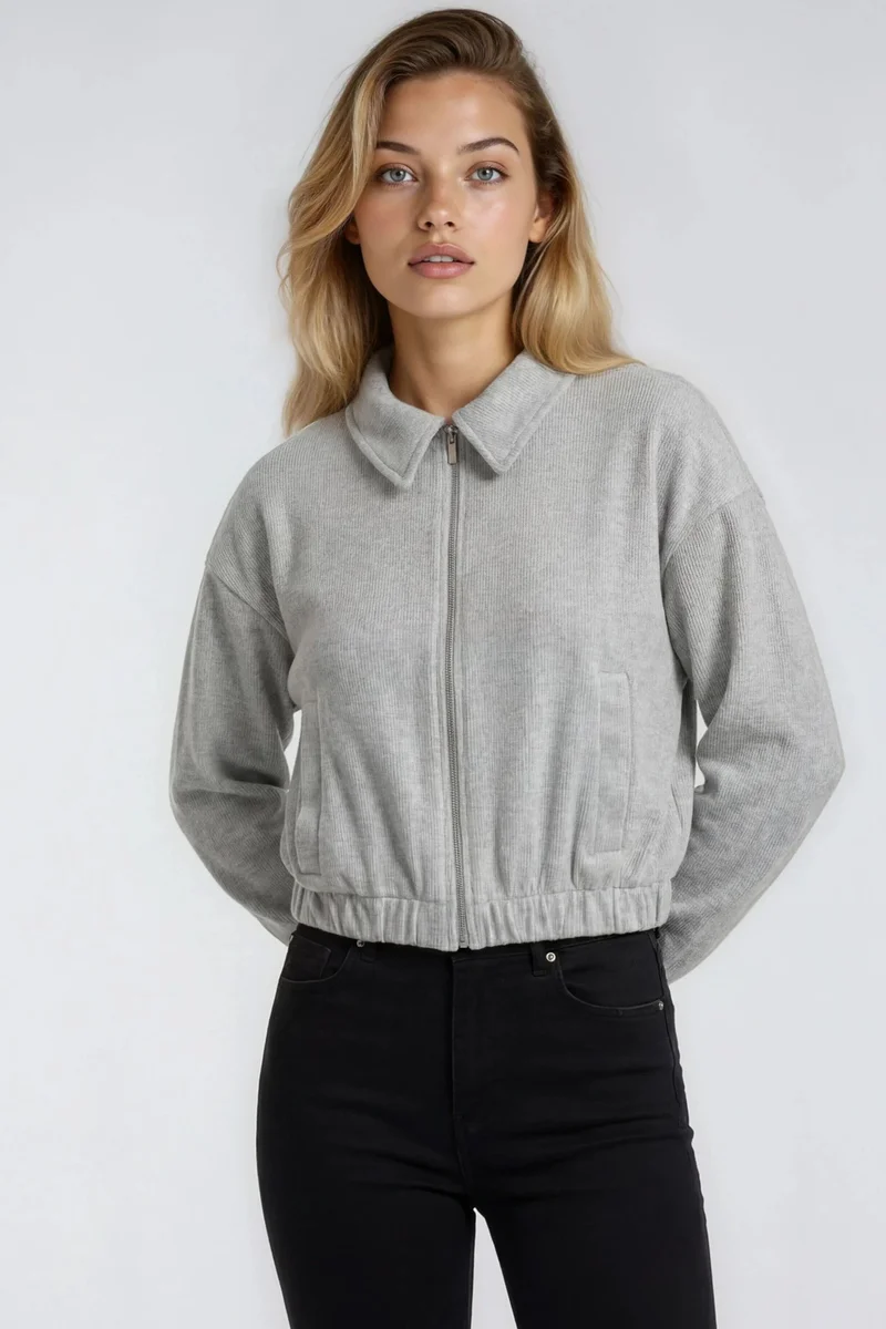 ميكسراي MIXRAY Relaxed Fit Zipper Jacket with Pockets