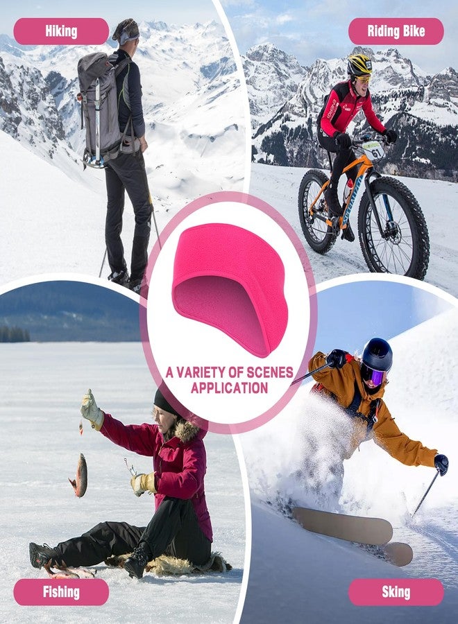 Komake Ear Warmers, 3 Pack Earmuffs Fleece Earmuffs Running Ear Covers Moisture Wicking Sweatband Ski Sport Headband for Men & Women (Black+Grey+Rose Red) - Image 4