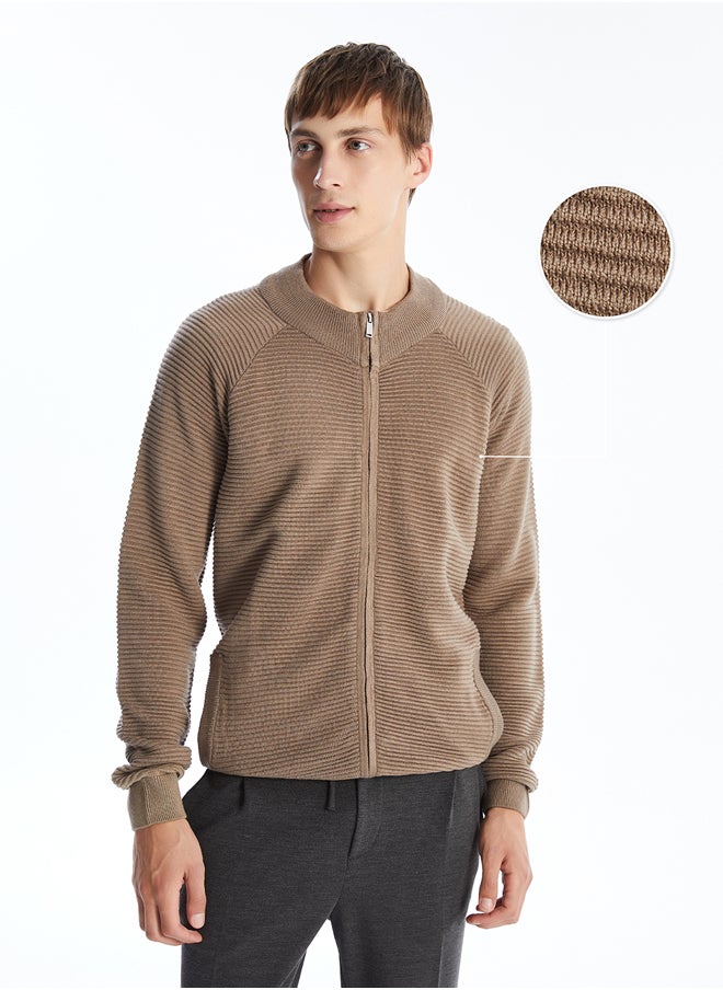 LC WAIKIKI - Standard Fit Turtle Neck Men's Tricot Cardigan - Image 1