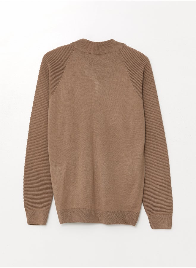 LC WAIKIKI - Standard Fit Turtle Neck Men's Tricot Cardigan - Image 1