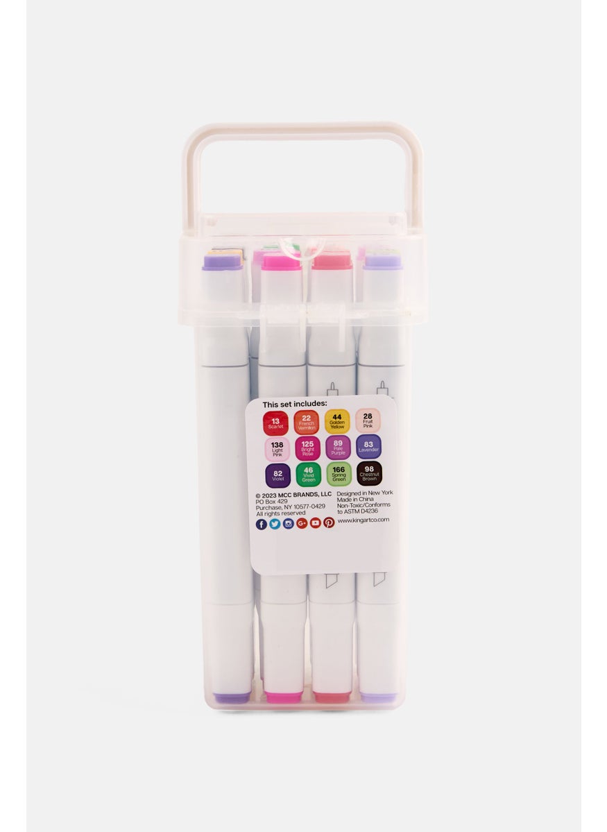 KINGART - 12 Piece Double Ended Art Marker, White - Image 1