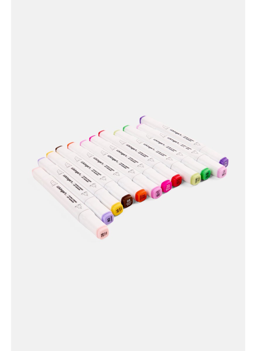KINGART - 12 Piece Double Ended Art Marker, White - Image 1