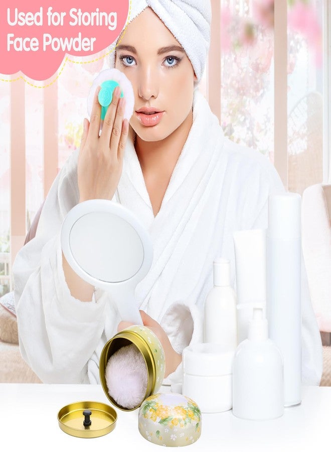 LifeisLuck 3 Pieces Body Powder Puff and Container, Baby Powder Container Floral Pattern with Large Fluffy Plush Puff Spoon, Baby Woman Loose Dusting Powder Tea Box for Home & Travel Use (Pink, Blue and Yellow) - Image 5