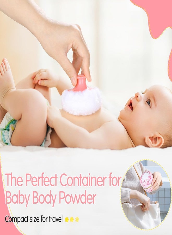 LifeisLuck 3 Pieces Body Powder Puff and Container, Baby Powder Container Floral Pattern with Large Fluffy Plush Puff Spoon, Baby Woman Loose Dusting Powder Tea Box for Home & Travel Use (Pink, Blue and Yellow) - Image 4