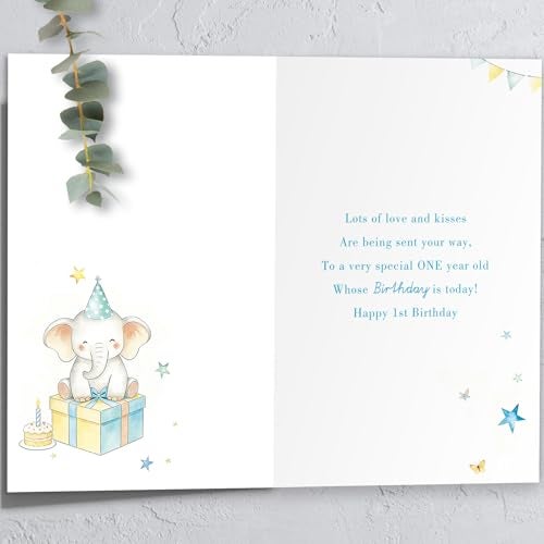 HEJOYN 1st Birthday Card, First Birthday Card, 1st Birthday Cards Gift for Baby Boys Baby Girls,Baby Birthday Card - Image 2
