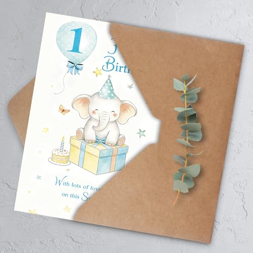 HEJOYN 1st Birthday Card, First Birthday Card, 1st Birthday Cards Gift for Baby Boys Baby Girls,Baby Birthday Card - Image 4