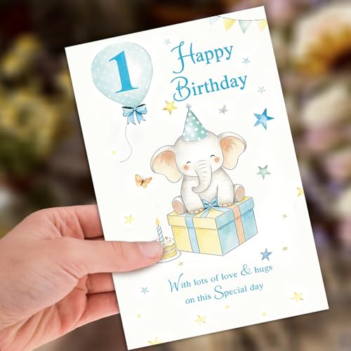 HEJOYN 1st Birthday Card, First Birthday Card, 1st Birthday Cards Gift for Baby Boys Baby Girls,Baby Birthday Card - Image 5