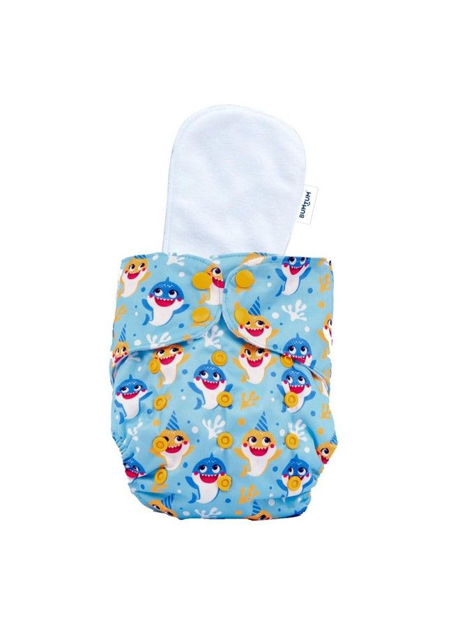 Bumtum 0 To 3 Years Baby Freesize Ultrahygiene Waterproof Baby Shark Extra Soft Cloth Diaper 5Hrs Absorbency ;Washable & Reusable Diaper And Cotton Soaker - Image 2