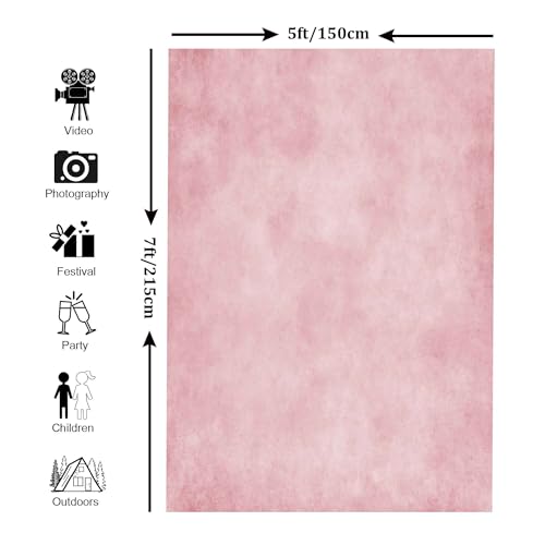 Haboke Abstract Pink 5x7ft Professional Photography Backdrop for Adult Portrait Photo Props Booth Background Photoshoot Studio with Thick Ployester Fabric Roller Pocket on Top - Image 2