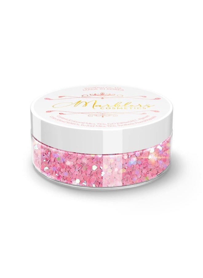 MARBLERS Mermaid Shaped Face & Body Glitter [Pink] 0.18oz (5g) | Chunky | Chopped | Flake | Non-Toxic | Vegan | Cruelty-Free | Festival, Rave & Party Makeup | Eye, Hair, Nail Polish, Eyeshadow  - Image 1