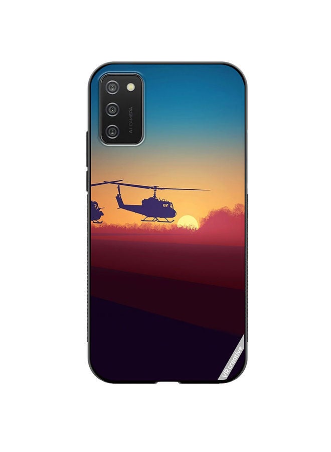 VR CREATIVE غطاء حماية لهاتف سامسونج جالاكسي A03s بتصميم طائرات عسكرية متعدد الألوان - Image 1