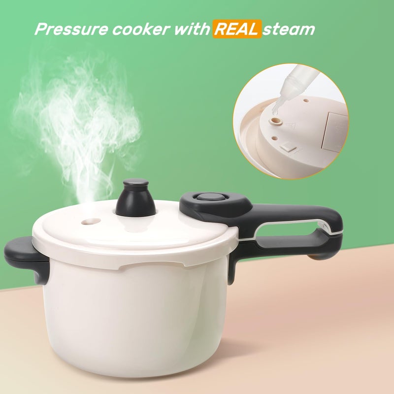 CUTE STONE Pretend Play Kitchen Toy with Cookware Steam Pressure Pot and Electronic Induction Cooktop, Cooking Utensils, Toy Cutlery, Cut Play Food, Shopping Basket Learning Toy for Girls Boys - Image 3