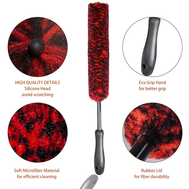 bzczh Metal Free Soft Wheel Cleaner Brush, Synthetic Wool Car Cleaning Brush, Highly Water Absorption, Dense and Durable Tire Brush for Cleaning Wheels, Rims, Spokes, Fenders, Engines… - Image 2