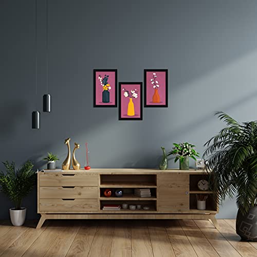 ArtX Paper Floral Vase Wall Art Painting, Framed Paintings, 13 X 25.5 inches(Combined), 8.5 X 13 each, Multicolor, Set of 3 (AXC00165-FLR) - Image 4
