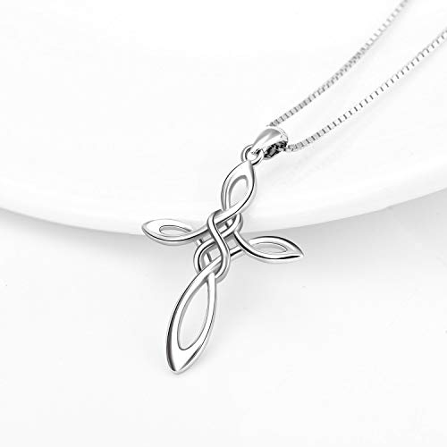 LUHE Celtic Knot Cross Necklace Sterling Silver Polished Religious Infinity Love Irish Celtics Jewelry Gifts for Women - Image 4