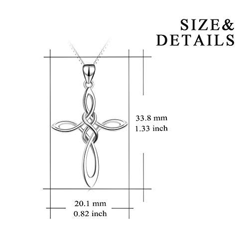 LUHE Celtic Knot Cross Necklace Sterling Silver Polished Religious Infinity Love Irish Celtics Jewelry Gifts for Women - Image 3