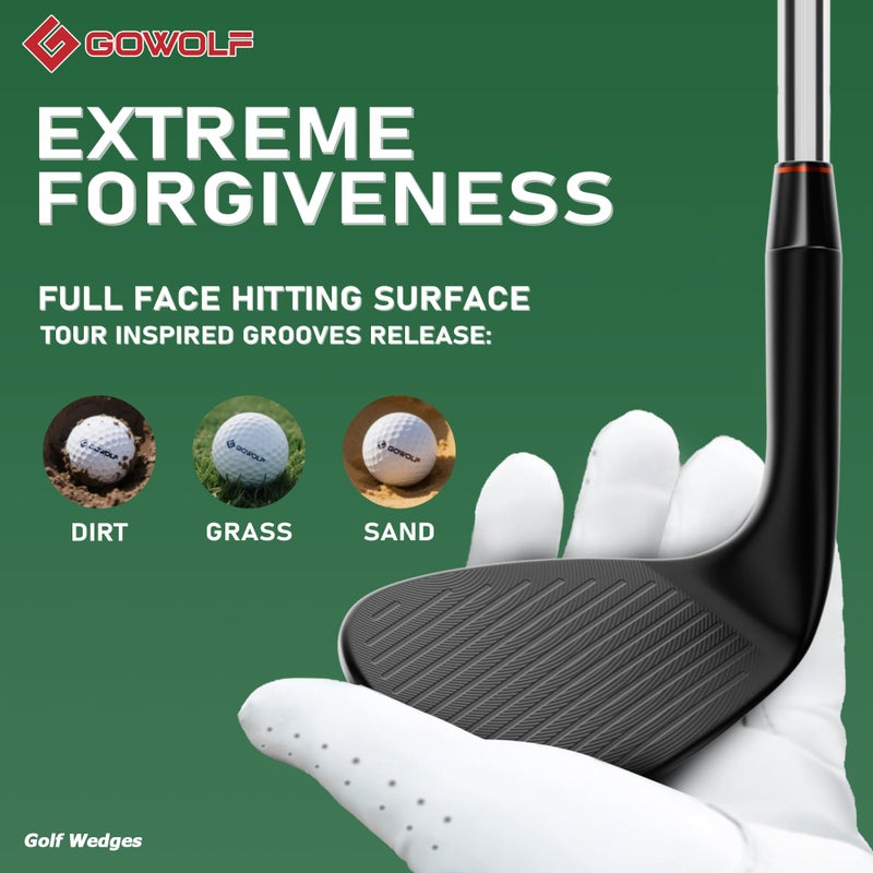 Gowolf Golf Wedges 54, 60, 69 Sets for Men, Premium Forged Full Face Golf Wedges Right Hand, Golf Gap Wedges Sand Wedge Lob Wedge, Golf Clubs CNC Milled Face for More Spin - Great Golf Gifts (Black) - Image 5