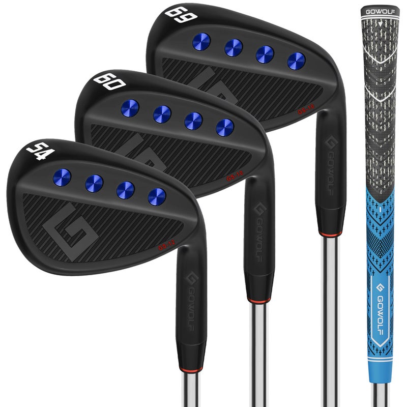 Gowolf Golf Wedges 54, 60, 69 Sets for Men, Premium Forged Full Face Golf Wedges Right Hand, Golf Gap Wedges Sand Wedge Lob Wedge, Golf Clubs CNC Milled Face for More Spin - Great Golf Gifts (Black) - Image 1