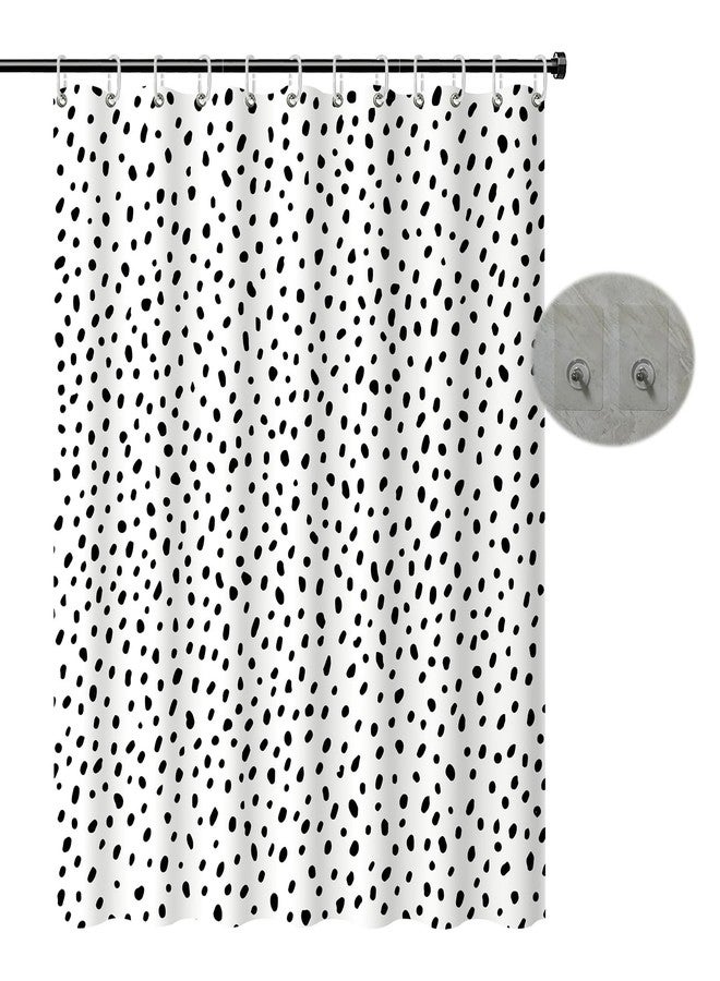 HULEBIN Black Polka dot Shower Curtain Fabric for Bathroom, Small Cute Trendy Design Black Polka dots on White Waterproof Polyester Fabric Bathtub Shower Curtain for Kids,72x72 inches - Image 1