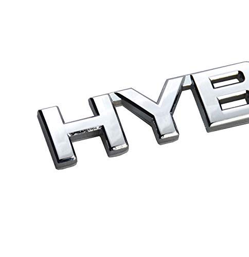 EmbRoom 2 Pack 3D Metal HYBRID Logo Car Side Fender Rear Trunk Emblem Badge Decals Sticker for Universal Car (Chrome/Blue) - Image 3