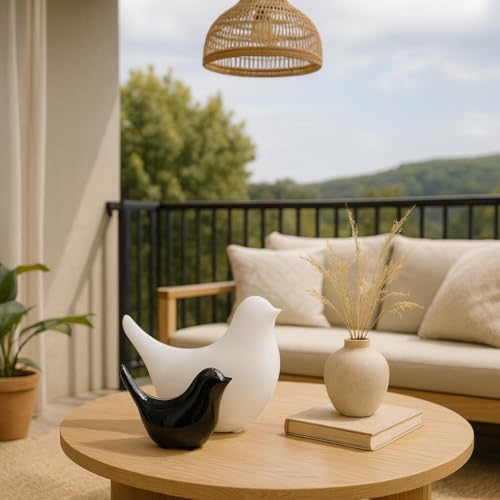 SRJANA Creative Black and White Glossy Ceramic Birds Figurines Home Decorations Accessories Party (Pack of 2, White and Black) - Image 2