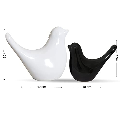 SRJANA Creative Black and White Glossy Ceramic Birds Figurines Home Decorations Accessories Party (Pack of 2, White and Black) - Image 4