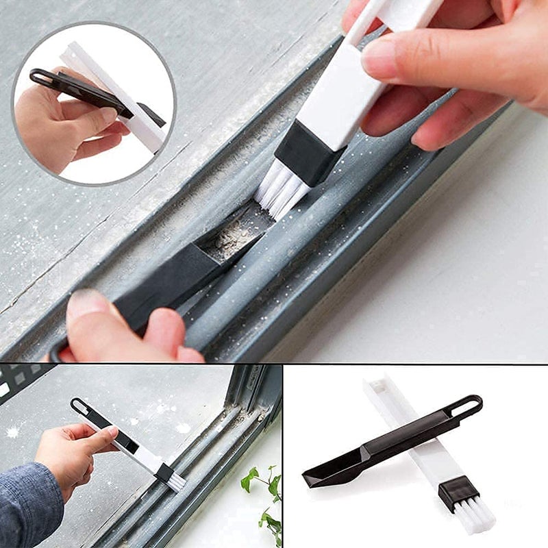 BRIGHTZONE Combo of Window Groove Frame Cleaning Brush and Dust Cleaning Brush & Mesh Screen, Window Screen Cleaning Wiper Long Handle Washing Equipment,Window Glass Tool Sponge Wet and Dry Brush - Image 3