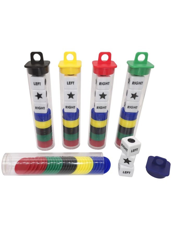 Ahoper Left Right Center Dice Game Prime Set Bundle with 3 Dices + 30 Chips - (5 Pack). Round Tube Storage is Very Convenient for Travel. Easy to Store, Carry Around. - Image 3