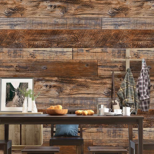 WENMER 11.8" x 118" Brown Wood Peel and Stick Wallpaper Shiplap Self Adhesive Wallpaper Wood Plank Wall Paper for Cabinet Countertop Shelf Drawer Wall Door - Image 5