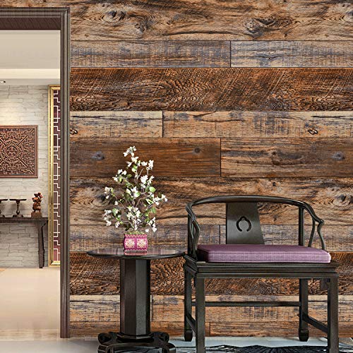 WENMER 11.8" x 118" Brown Wood Peel and Stick Wallpaper Shiplap Self Adhesive Wallpaper Wood Plank Wall Paper for Cabinet Countertop Shelf Drawer Wall Door - Image 2