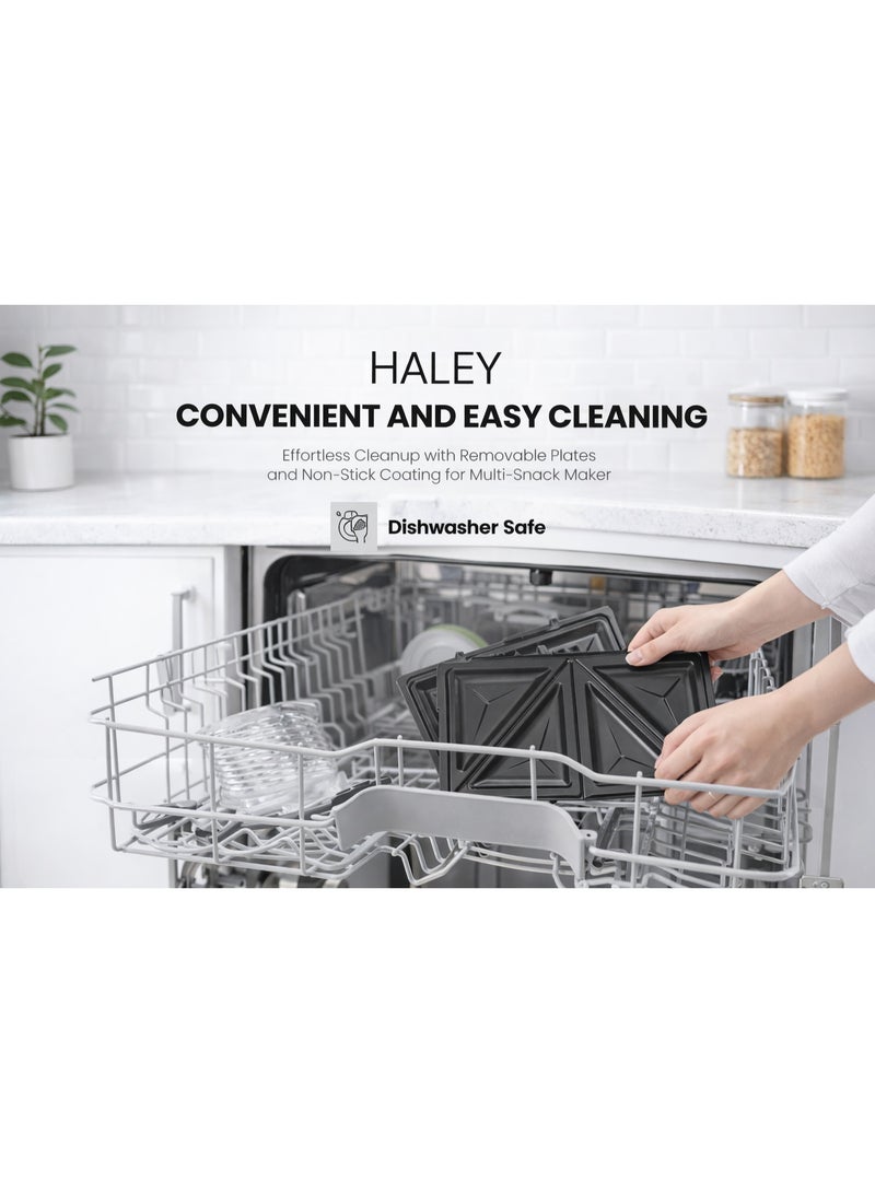 HALEY Sandwich Maker,8-in-1 Multi Snack Maker,Detachable Sandwich, Grill, Waffle Making Plates with Bakelite Coating, 1-Year Warranty (8 In 1) - Image 4