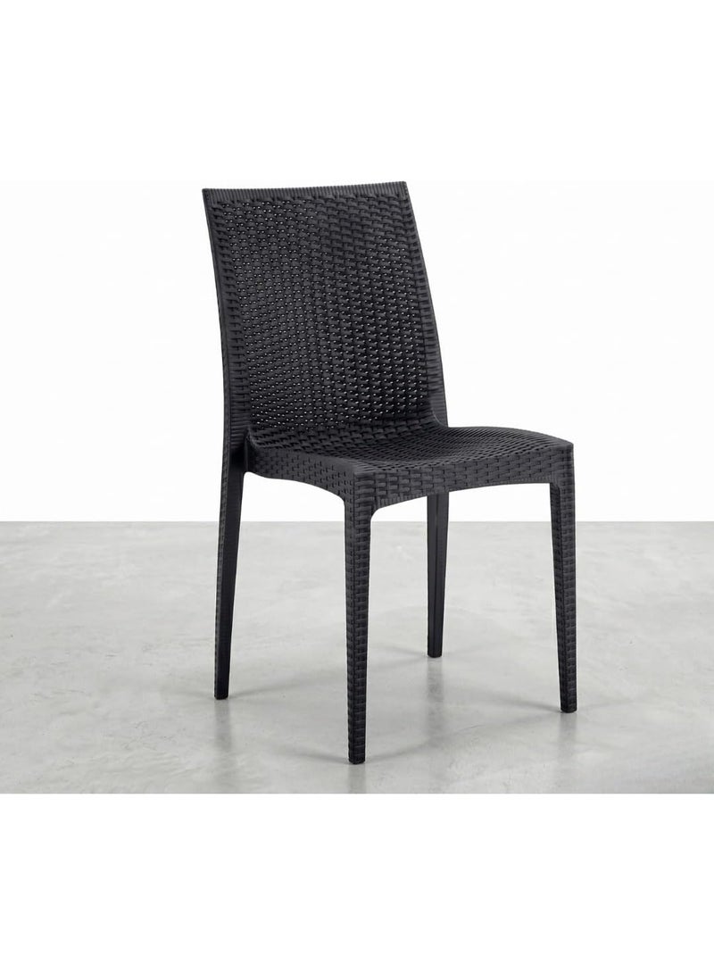 Marcolo Modern Rattan Dining Chair, Outdoor & Indoor Wicker Chair, Lightweight Patio Seating Chair for Home, Balcony & Cafe (Black) - Image 1