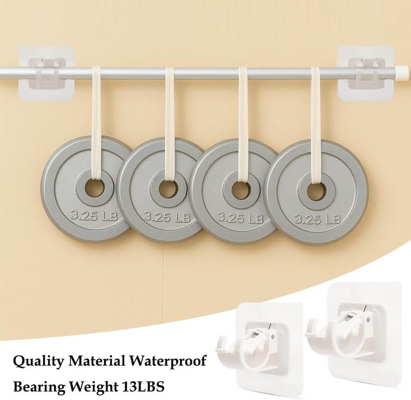 Sociaooil 8PCS No Drill Curtain Rod Brackets No Drilling Self Adhesive Curtain Rod Holder Hooks Nail Free Adjustable Curtain Rod Hooks Curtain Hangers for Bathroom Kitchen Home Bathroom and Hotel (White) - Image 4