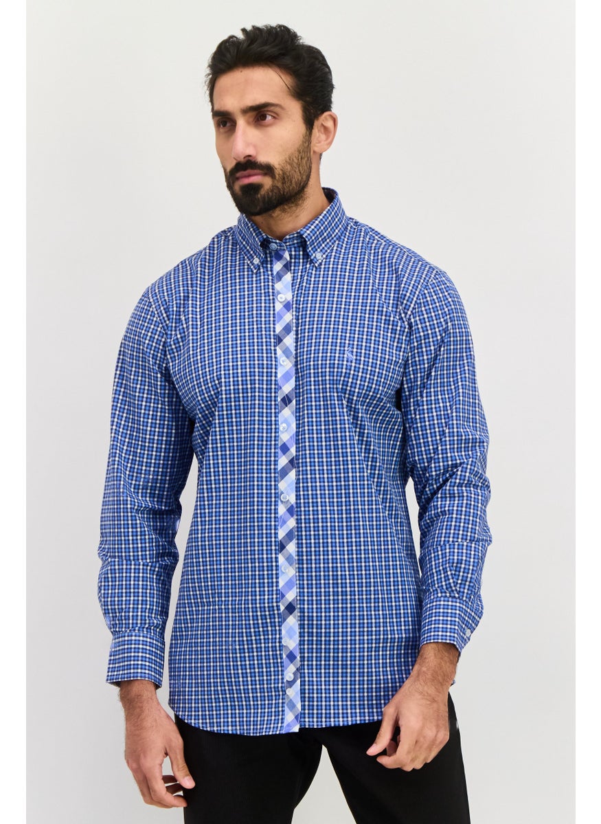 Tailorbyrd Men Regular Fit Checked Long Sleeves Casual Shirt, Blue Combo  - Image 1